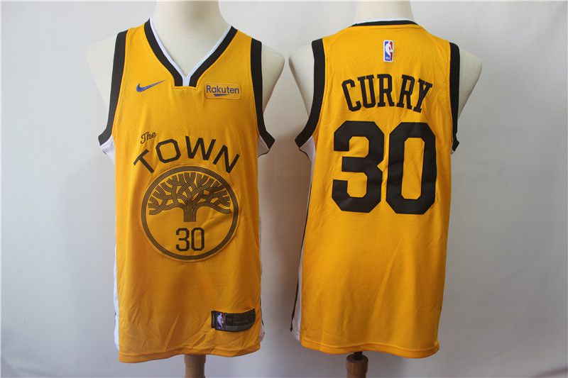 Men Golden State Warriors #30 Curry Yellow City Edition Nike Game NBA Jerseys